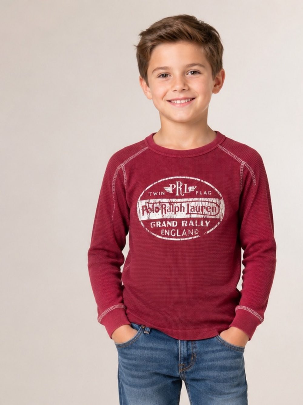 Polo by Ralph Lauren Burgundy Long-Sleeve Graphic Thermal Top
